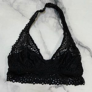 Black Lace Halter Bralette